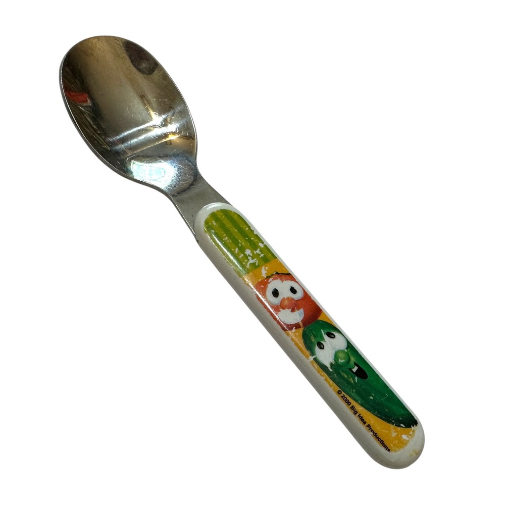 VTG Veggie Tales Baby Spoon Bob & Larry Toddler Spoon‎ 2000 Big Idea Stainless